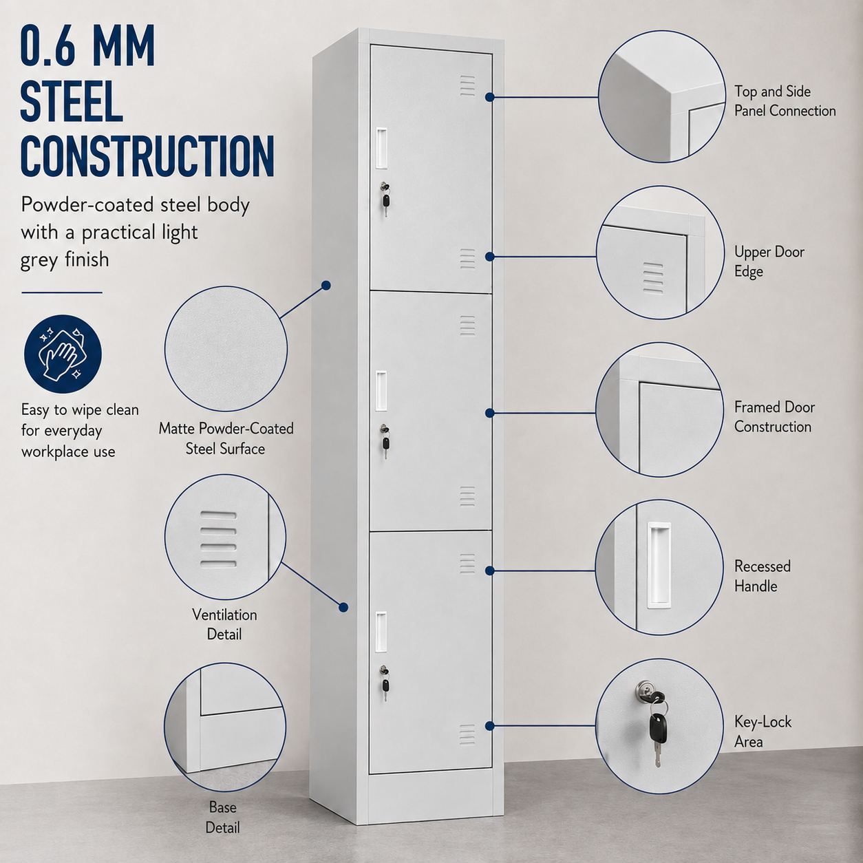 TreeJar 3 door locker Skyland STEL  SSL-3 - view 3